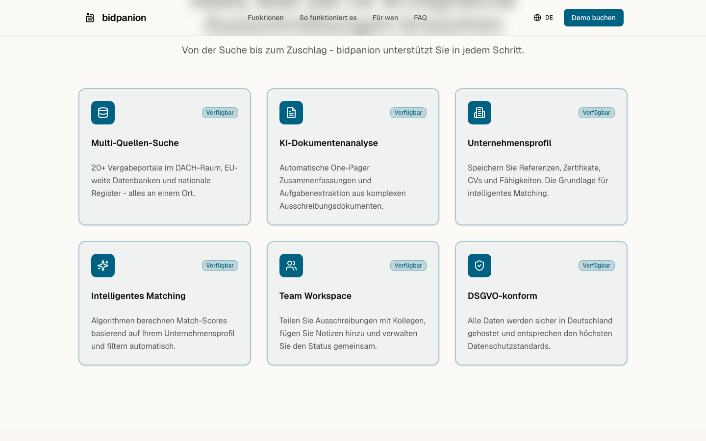 The Bidpanion features overview
