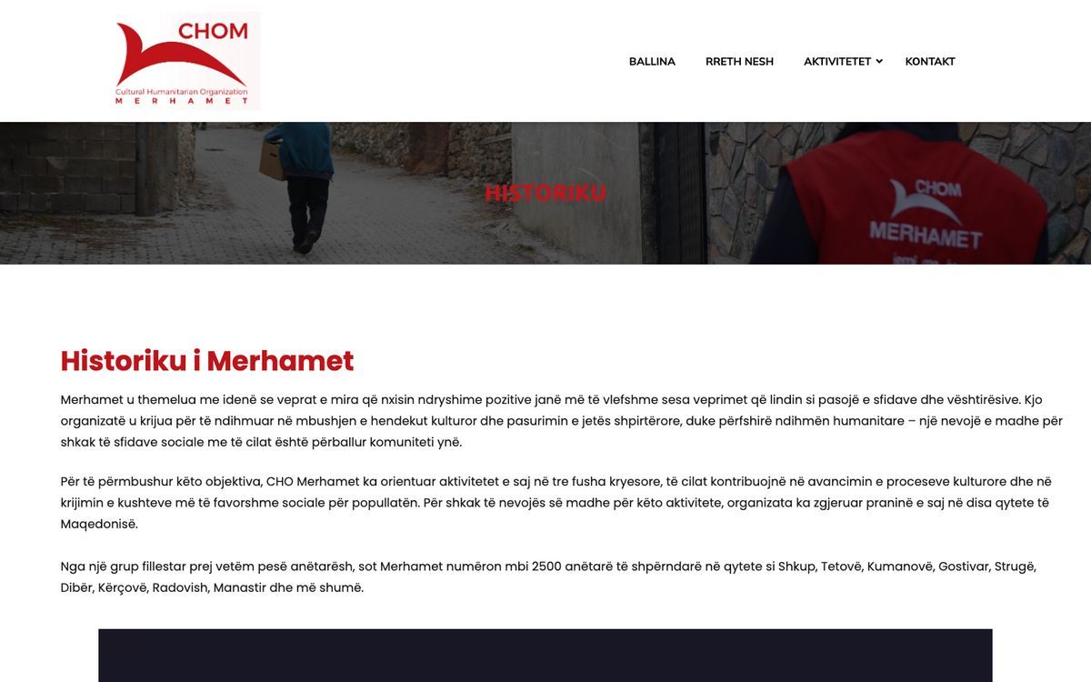 An inside page of the Merhamet website