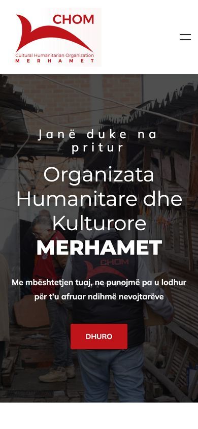 The Merhamet homepage on a mobile phone