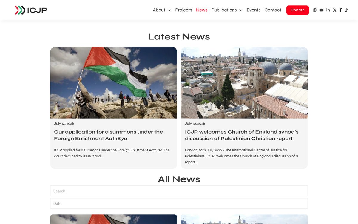 The ICJP news and legal briefings section