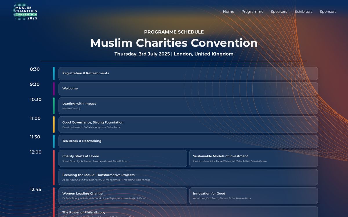 The Muslim Charities Convention programme page
