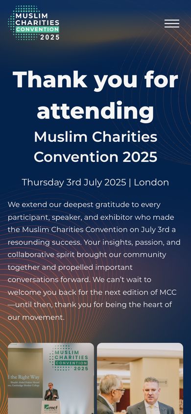 The Muslim Charities Convention homepage on a mobile phone